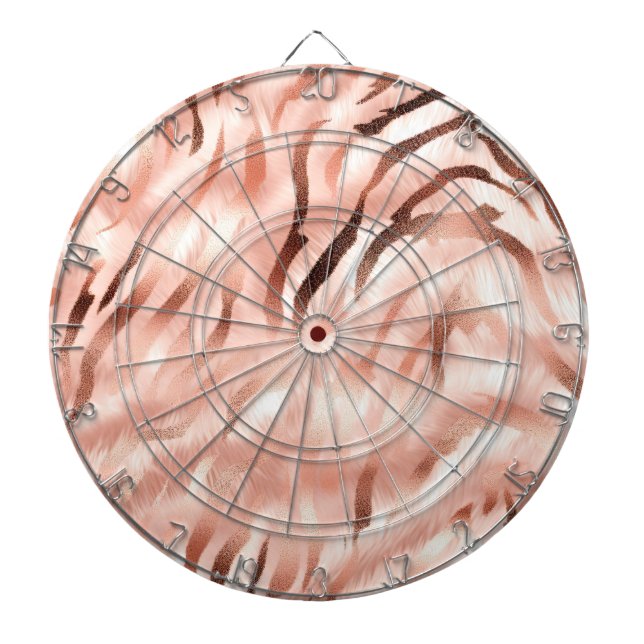 Pink Blush Champagne Rose Zebra  Dartboard (Front)