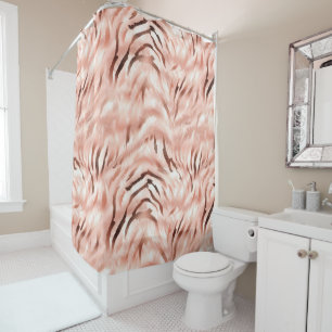 Pink Blush Champagne Rose Zebra  Shower Curtain
