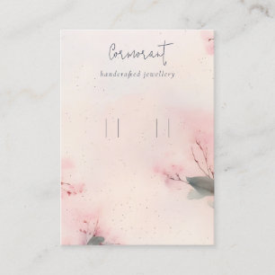 Pink Blush Cherry Blossom Loop Hoop Holder Business Card