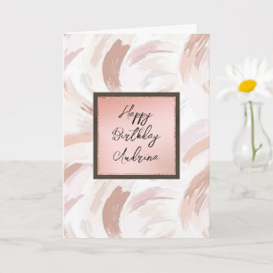 Pink Blush Cream Abstract Birthday Card