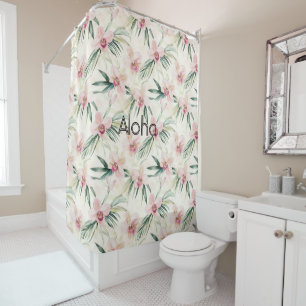Pink Blush Cream Orchid Floral Shower Curtain