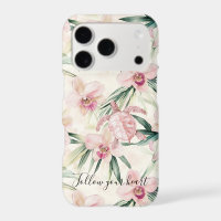 Pink Blush Cream Stripes Orchid Floral Sea Turtle