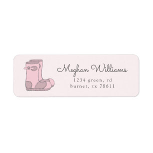 pink blush cute rain boots return address label