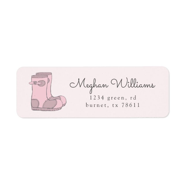 pink blush cute rain boots return address label (Front)