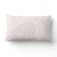 Pink Blush Damask Floral Traditional Lumbar Pillow