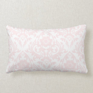 Pink Blush Damask Floral Traditional Lumbar Pillow