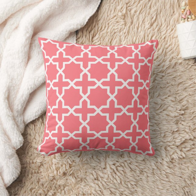 Pink Blush EIGHT POINTED STAR Moroccan Pattern Cushion (Blanket)