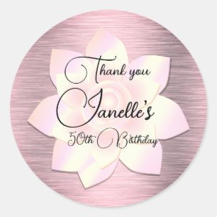 Pink Blush  Elegant Lotus Flower Birthday Classic Round Sticker