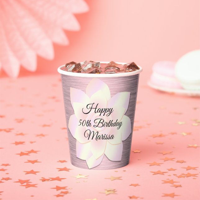 Pink Blush Elegant Lotus Flower Birthday   Paper Cups (Insitu)