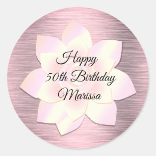 Pink Blush Elegant Lotus Flower Classic Round Sticker