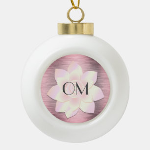 Pink Blush Elegant Lotus OM       Ceramic Ball Christmas Ornament