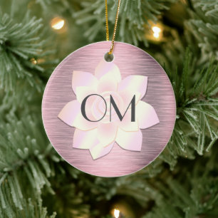 Pink Blush Elegant Lotus OM      Ceramic Ornament