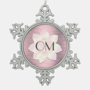 Pink Blush Elegant Lotus OM      Snowflake Pewter Christmas Ornament