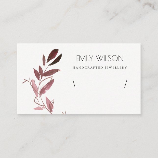 PINK BLUSH FAUNA WATERCOLOR BRACELET DISPLAY LOGO BUSINESS CARD (Front)