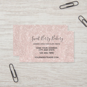 Pink Blush Faux Glitter Sparkle Business Card