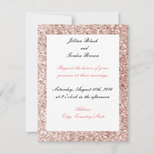 Pink Blush Faux Glitter Wedding Invitation