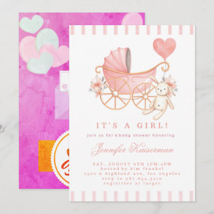 Pink Blush Floral Baby Shower Invitation Girl