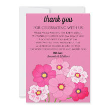 Pink Blush Floral Baby Shower Thank You Invitation
