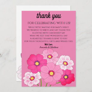Pink Blush Floral Baby Shower Thank You Invitation