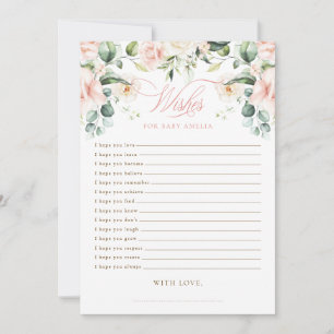 Pink Blush Floral Baby Shower Wishes for Baby Invitation