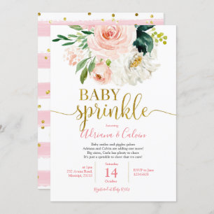 Pink Blush Floral Baby Sprinkle Shower Invitation
