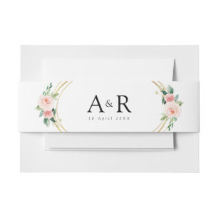 pink blush floral belly band invitation belly band