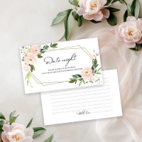 Pink Blush Floral Bridal Shower Date Night Cards