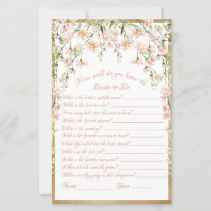 Pink Blush Floral Bridal Shower Game Wedding
