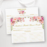 Pink Blush Floral Bridal Shower Gold Recipe Card<br><div class="desc">Watercolor Pink Blush Floral Gold Recipe Card for Bridal Shower</div>