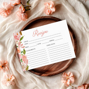 Pink Blush Floral Bridal Shower Recipe Card