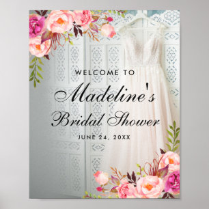 Pink Blush Floral Bridal Shower Welcome Poster