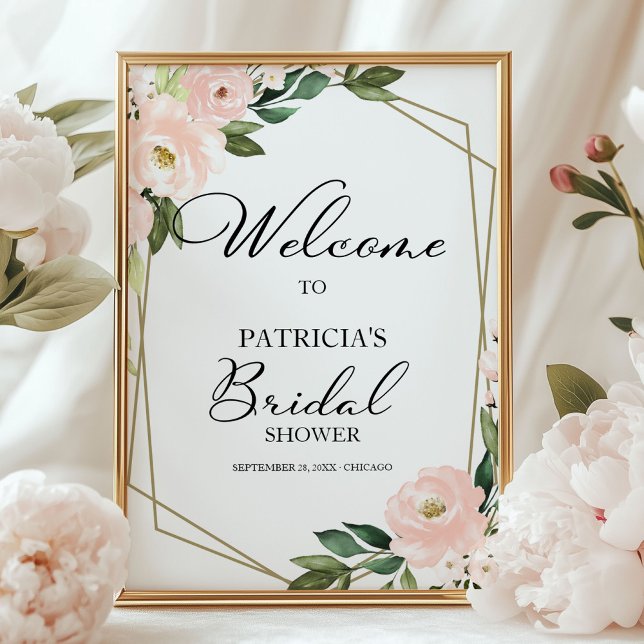 Pink Blush Floral Bridal Shower Welcome Sign (Creator Uploaded)