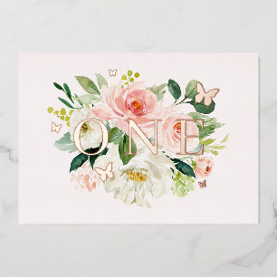 Pink Blush Floral Butterfly Girl 1st Birthday  