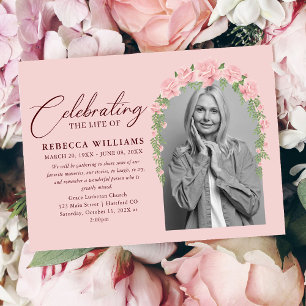 Pink Blush Floral Celebration of Life  Invitation