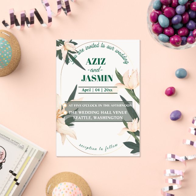 Pink blush floral Circle Acrylic Invitations (Insitu (Celebration))