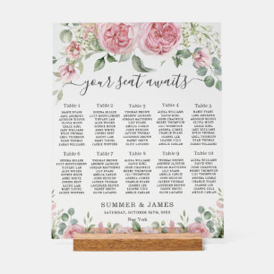Pink Blush Floral Flowers Wedding Seating Chart