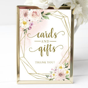 Pink Blush Floral Geometric Cards And Gifts Sign