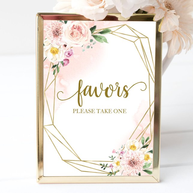 Pink Blush Floral Geometric Favours Sign (Creator Uploaded)