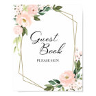 Pink Blush Floral Geometric Guest Book Sign
