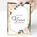 Pink Blush Floral Geometric How Many Kisses Sign<br><div class="desc">Pink Blush Floral Geometric How Many Kisses Sign</div>