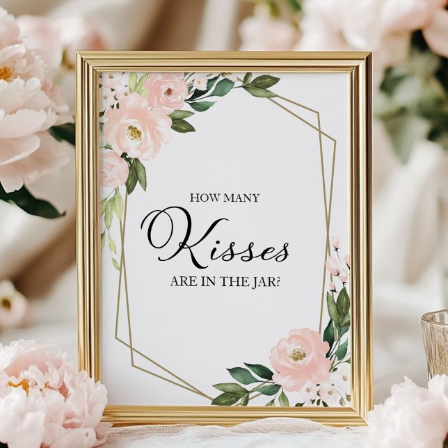 Pink Blush Floral Geometric How Many Kisses Sign (Creator Uploaded)