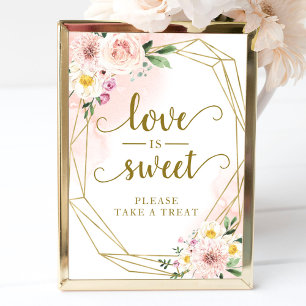Pink Blush Floral Geometric Love Is Sweet Sign