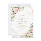 pink blush floral geometric save the date card
