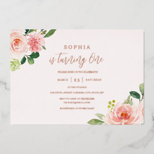 Pink Blush Floral Girl 1st Birthday