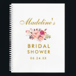 Pink Blush Floral Gold Bridal Shower Gift List Notebook<br><div class="desc">Watercolor Pink Blush Floral Gold Bridal Shower Gift List Notebook</div>