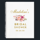 Pink Blush Floral Gold Bridal Shower Gift List Notebook<br><div class="desc">Watercolor Pink Blush Floral Gold Bridal Shower Gift List Notebook</div>