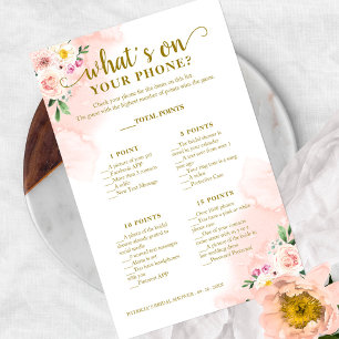 Pink Blush Floral Gold What's On Your Phone Flyer