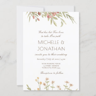 Pink Blush Floral Modern Design Christian Wedding Invitation