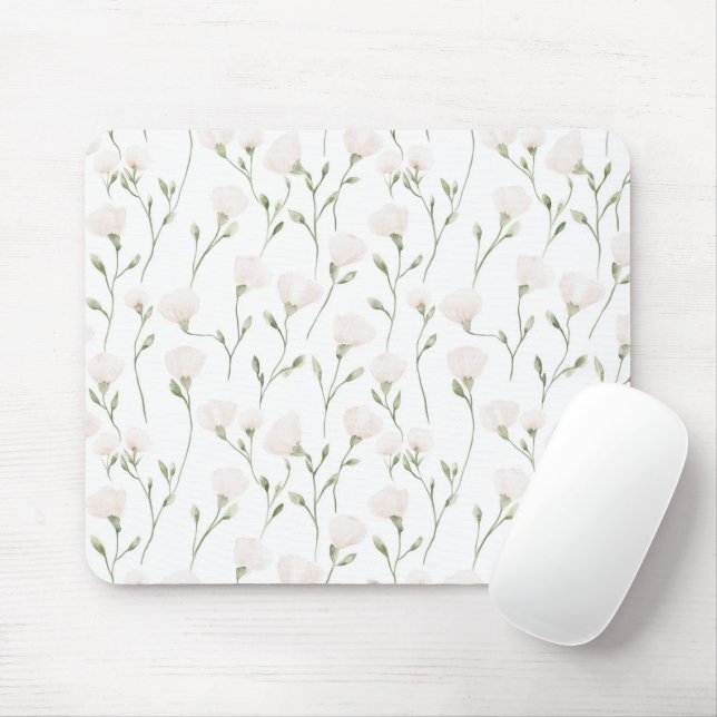 Pink blush floral mouse pad (With Mouse)