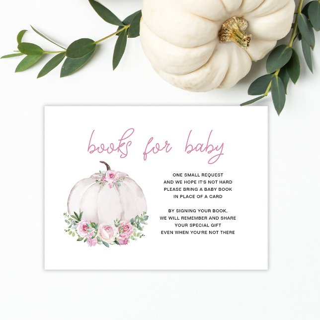 Pink Blush Floral Pumpkins Books for Baby Enclosure Card (Creator Uploaded)